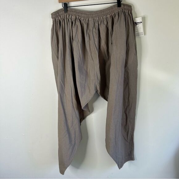 Taupe Harem Pant with Elastic Waistband and Tapered Fit Free Size 100% cotton - Picture 2 of 8